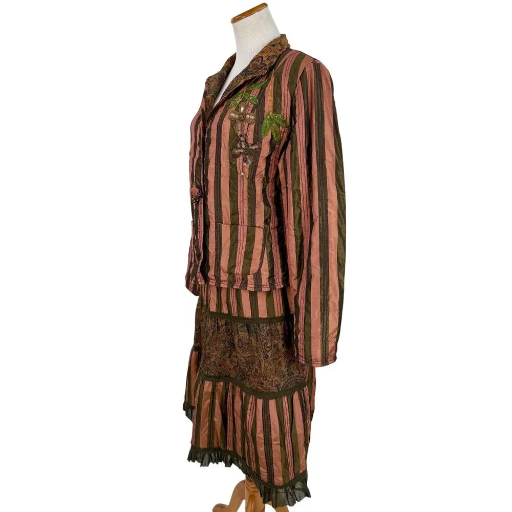 NWT Vtg 90s Blazer Tiered Skirt Set | Whimsigoth Steampunk Boho Grunge Fairycore - Picture 11 of 16
